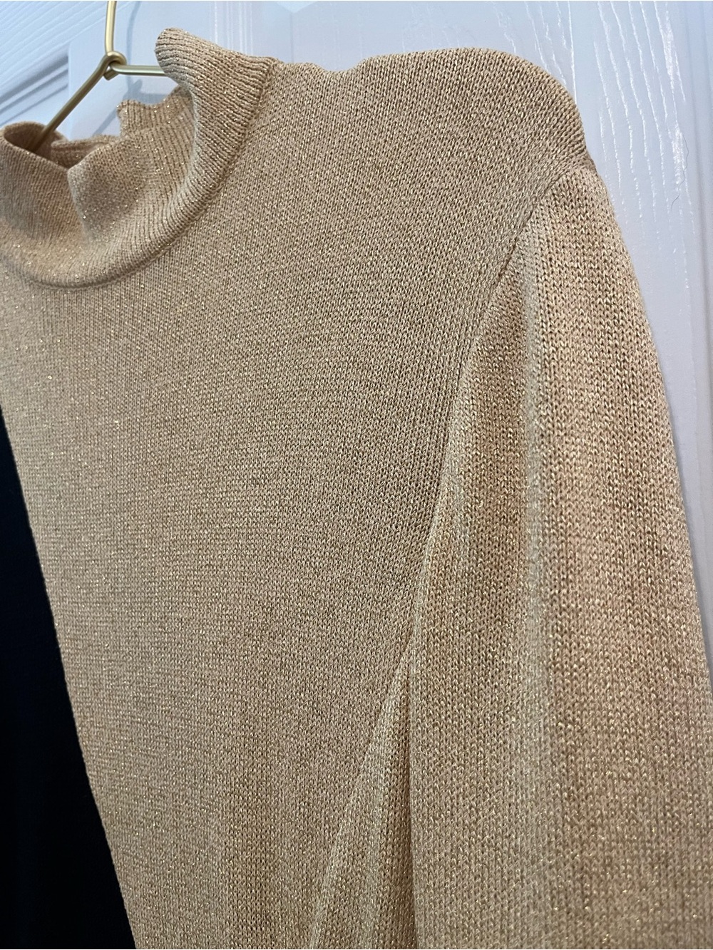St. John Evening by Marie Gray Vintage Black & Gold Metallic Knit Maxi Dress - Picture 6 of 16